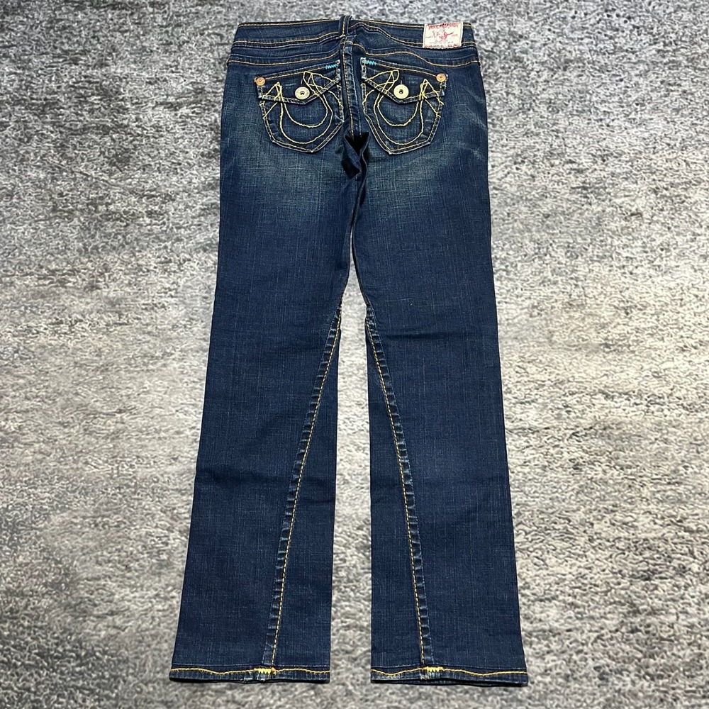 True Religion Johnny Big T Jeans Womens 28‎ (30x32) Blue Low Rise Straight Y2K